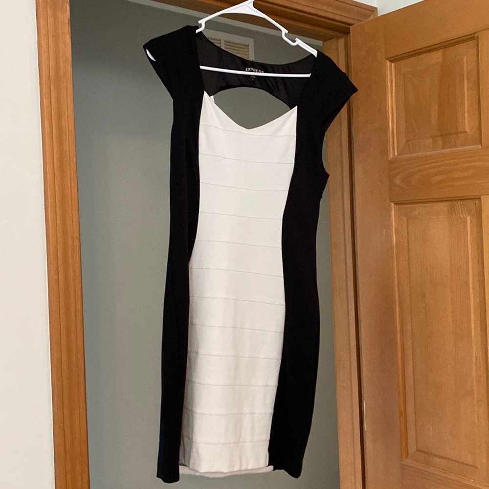 Black and white form fitting dress